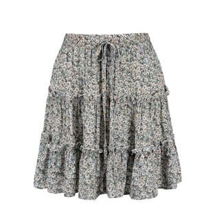 Womens Mini Skirt Floral Ditsy Tier Layered A-Lined Beachy Boho Fairy Size S